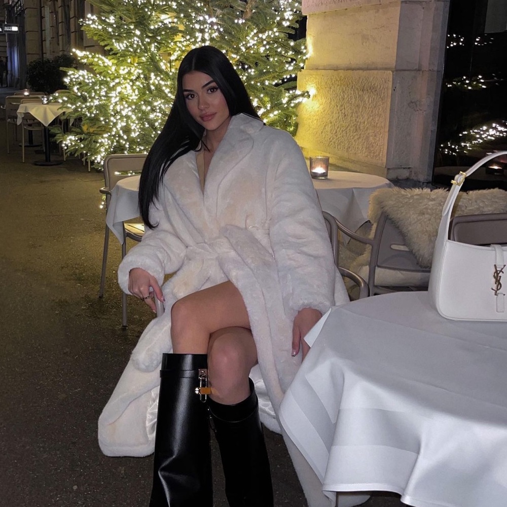 ZARA LONG FAUX FUR COAT WHITE LIMITED EDITION